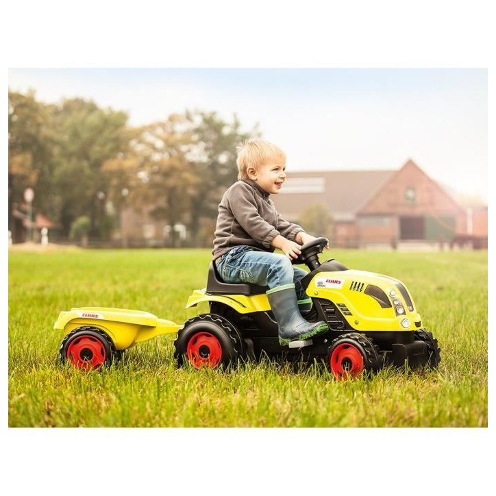 Tracteur a pédales Farmer XL + Remorque - SMOBY - CLAAS - Siege ajustable - Capot ouvrant - Vert
