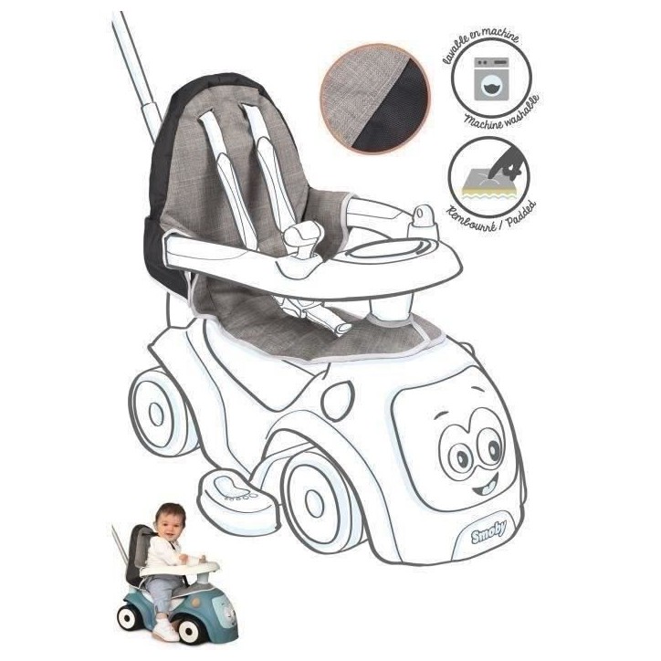 Housse de siege pour porteur Maestro - confortable et rembourrée - pour enfant a partir de 6 mois - gris et bleu