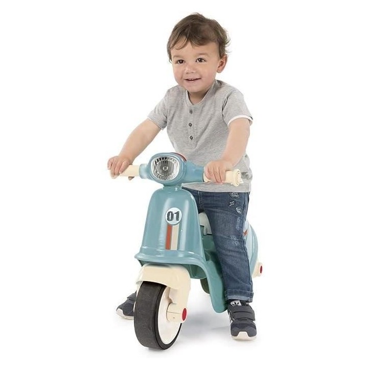 Porteur Scooter - Smoby - Bleu - Pour Bébé de 18 mois - Coffre a jouets sous le siege - L?64,5 x l34 x H47,5 cm