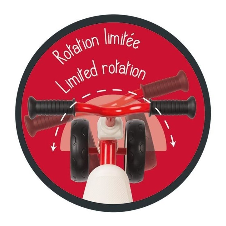 Porteur Métal Rookie - Rouge - SMOBY - Pour Enfant des 12 mois - 4 roues silencieuses et poignée de transport