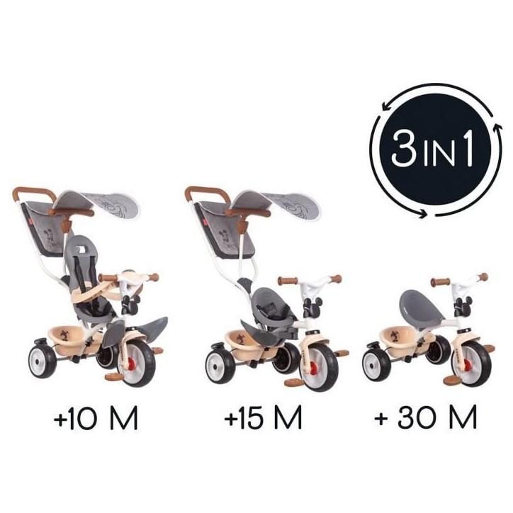Smoby - Tricycle Mickey évolutif enfant - 3 roues - Multicolore