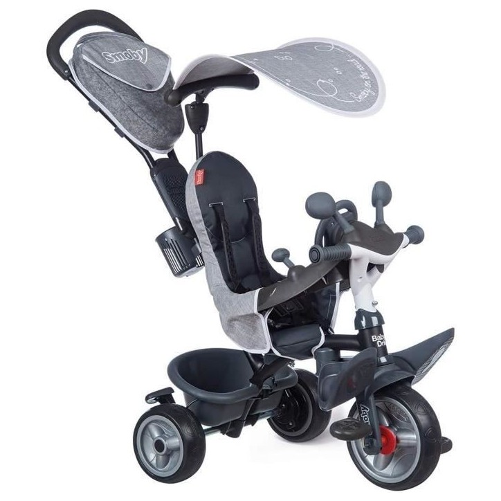 SMOBY Tricycle enfant évolutif Baby Driver Plus - Structure métal - Gris
