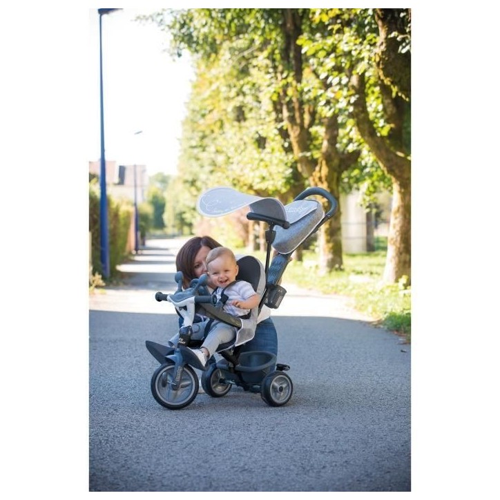 SMOBY Tricycle enfant évolutif Baby Driver Plus - Structure métal - Gris