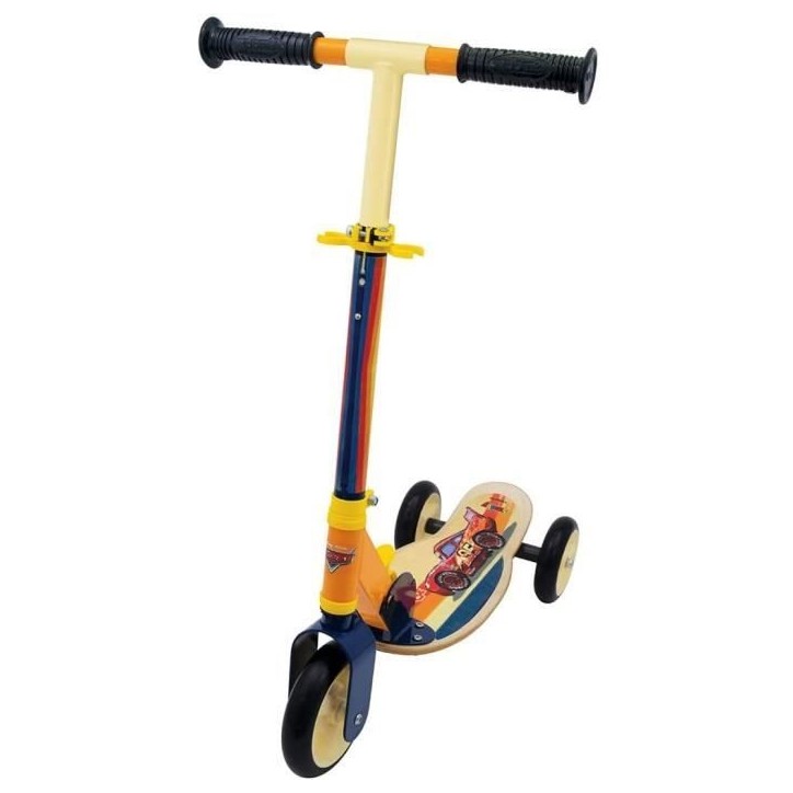Smoby - Cars - Patinette pliable - 3 roues silencieuses - Plateau bois - Jaune et Multicolore - Trottinette avec guidon réglabl Smoby - Cars - Patinette pliable - 3 roues silencieuses - Plateau bois - Jaune et Multicolore - Trottinette avec guidon réglabl