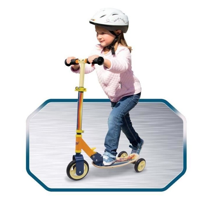 Smoby - Cars - Patinette pliable - 3 roues silencieuses - Plateau bois - Jaune et Multicolore - Trottinette avec guidon réglabl Smoby - Cars - Patinette pliable - 3 roues silencieuses - Plateau bois - Jaune et Multicolore - Trottinette avec guidon réglabl