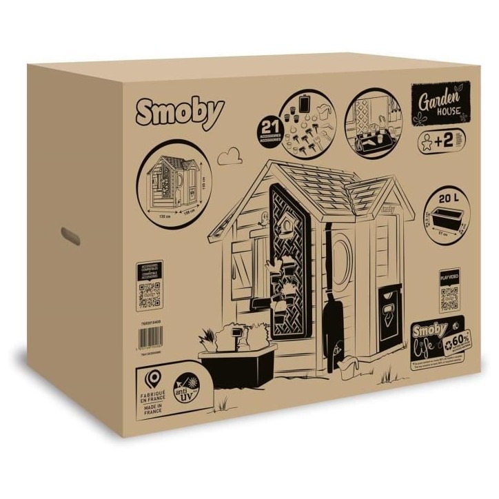 Smoby Life - Garden House - Maison theme Jardinage - Jardiniere, Treillis, Mangeoire a Oiseaux, Récupérateur d'eau - Des 2 ans Smoby Life - Garden House - Maison theme Jardinage - Jardiniere, Treillis, Mangeoire a Oiseaux, Récupérateur d'eau - Des 2 ans