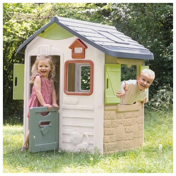 SMOBY Life - Maison Jura Lodge - Portillons a l'avant et a l'arriere - Mangeoire a oiseaux - Anti-UV - Matiere Recyclée - Des 2 SMOBY Life - Maison Jura Lodge - Portillons a l'avant et a l'arriere - Mangeoire a oiseaux - Anti-UV - Matiere Recyclée - Des 2