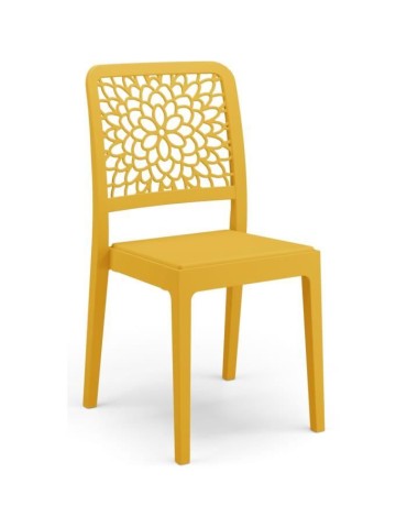 Lot de 4 chaises - ARETA - TICHE - 51 x 46 x H88 cm - Moutarde