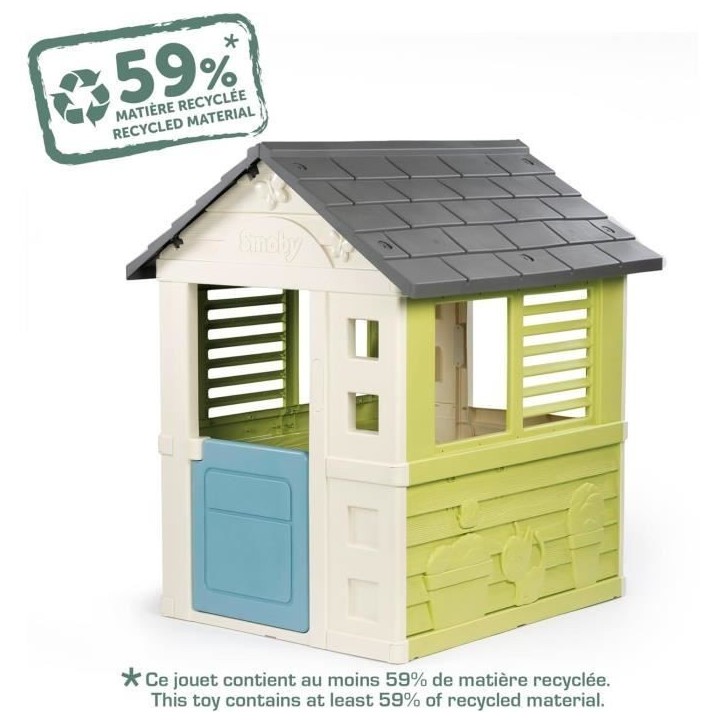 Smoby Life - Jolie Maison - Design Moderne - Portillon, Fenetres avec Persiennes - Matiere Recyclée - Des 2 ans