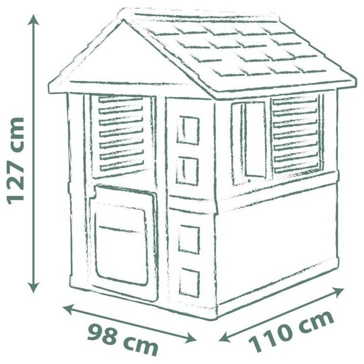 Smoby Life - Jolie Maison - Design Moderne - Portillon, Fenetres avec Persiennes - Matiere Recyclée - Des 2 ans