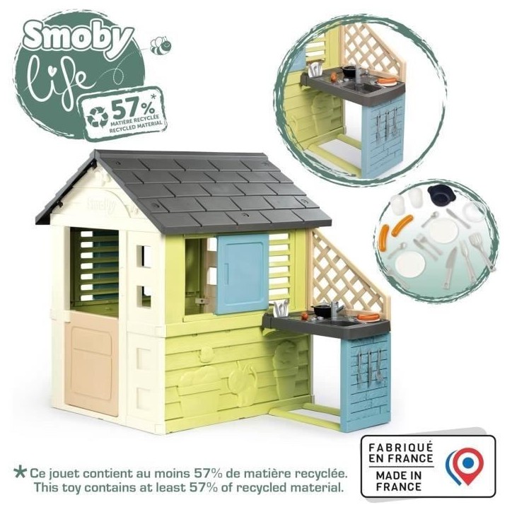 Smoby Life - Maison Pretty + Cuisine d'été - Plaque Grill et évier - 17 accessoires - Matiere Recyclée - Des 2 Ans Smoby Life - Maison Pretty + Cuisine d'été - Plaque Grill et évier - 17 accessoires - Matiere Recyclée - Des 2 Ans