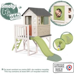 Smoby Life - Maison Pilotis avec toboggan - Nouveau colori - Plateform