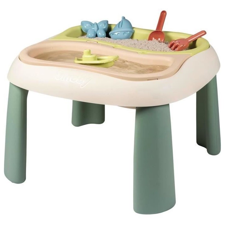 SMOBY Life - Table Sable et Eau - 2 bacs amovibles, pelle, râteau, bateau, moules a sable - Jouet d'extérieur - Des 18 mois SMOBY Life - Table Sable et Eau - 2 bacs amovibles, pelle, râteau, bateau, moules a sable - Jouet d'extérieur - Des 18 mois