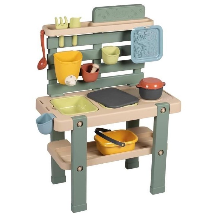 Smoby Life - Mud Kitchen - Jeu de cuisine en extérieur - 15 accessoires - Anti-UV - Matiere Recyclée - Des 3 Ans