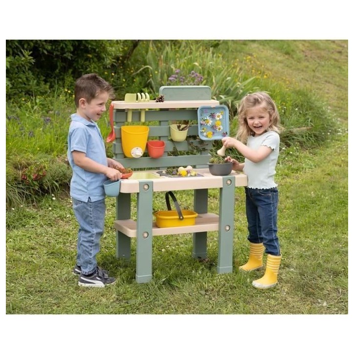 Smoby Life - Mud Kitchen - Jeu de cuisine en extérieur - 15 accessoires - Anti-UV - Matiere Recyclée - Des 3 Ans