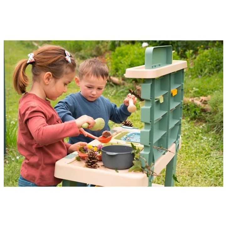 Smoby Life - Mud Kitchen - Jeu de cuisine en extérieur - 15 accessoires - Anti-UV - Matiere Recyclée - Des 3 Ans