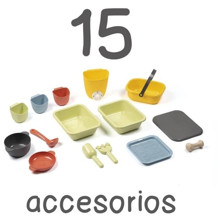 Smoby Life - Mud Kitchen - Jeu de cuisine en extérieur - 15 accessoires - Anti-UV - Matiere Recyclée - Des 3 Ans
