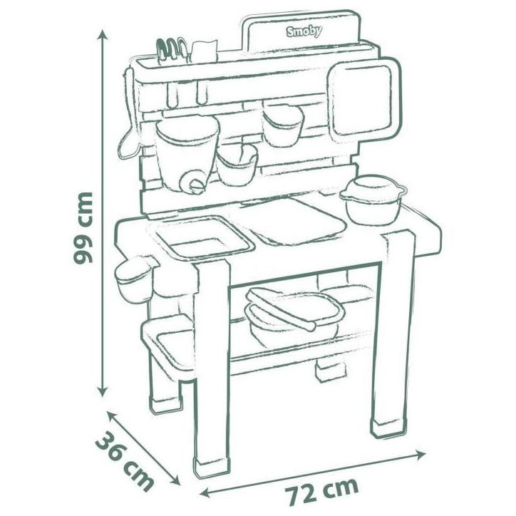 Smoby Life - Mud Kitchen - Jeu de cuisine en extérieur - 15 accessoires - Anti-UV - Matiere Recyclée - Des 3 Ans