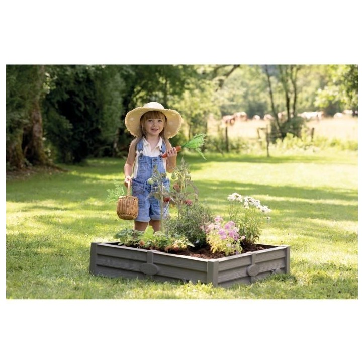 SMOBY Bac Square Garden 2 en 1 : bac a sable et carré potager - 76x76cm - Bâche de fond fournie