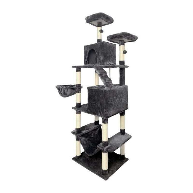 TAYLOR Arbre a chat - 60 x 50 x 206 cm - Gris foncé - 2 plateformes, TAYLOR Arbre a chat - 60 x 50 x 206 cm - Gris foncé - 2 plateformes,