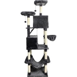 TAYLOR Arbre a chat - 60 x 50 x 206 cm - Gris foncé - 2 plateformes,
