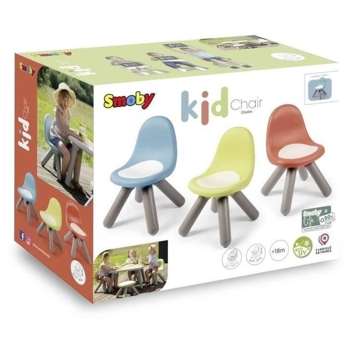 Smoby Life - Chaise enfant Bleu ciel - Pieds soufflés - Intérieur et Extérieur - Anti-UV