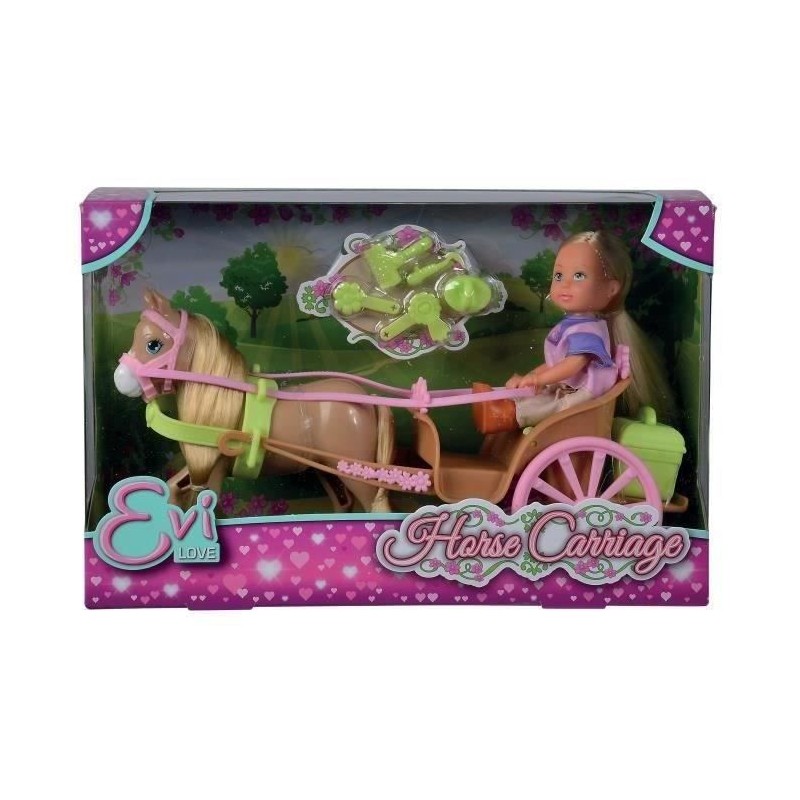 Caleche et cheval pour poupée STEFFI LOVE Evi - SILVERTORN - 12cm - A Caleche et cheval pour poupée STEFFI LOVE Evi - SILVERTORN - 12cm - A
