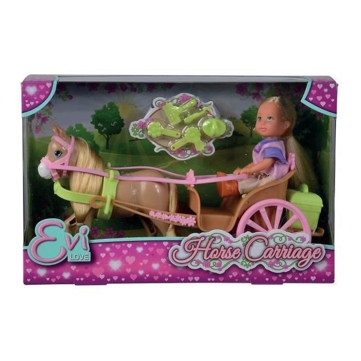 Caleche et cheval pour poupée STEFFI LOVE Evi - SILVERTORN - 12cm - Accessoires inclus Caleche et cheval pour poupée STEFFI LOVE Evi - SILVERTORN - 12cm - Accessoires inclus