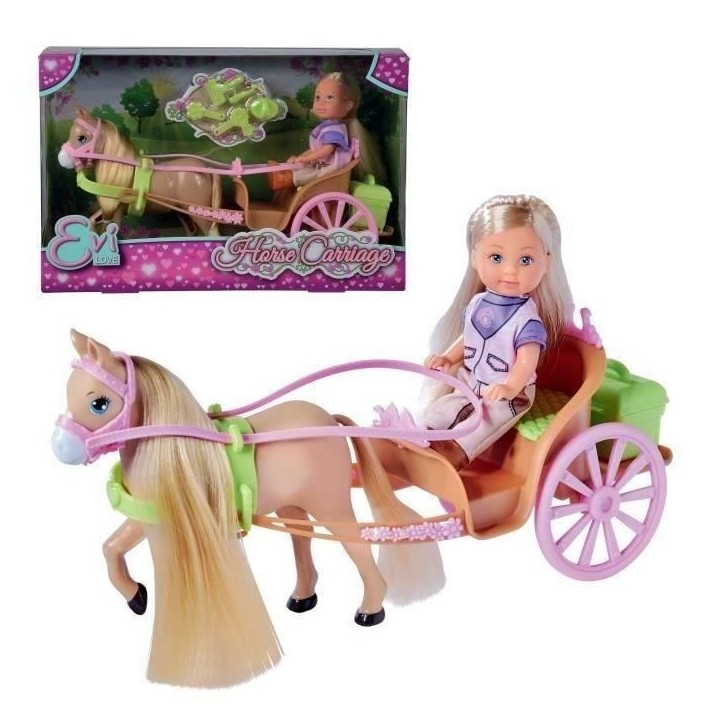 Caleche et cheval pour poupée STEFFI LOVE Evi - SILVERTORN - 12cm - Accessoires inclus Caleche et cheval pour poupée STEFFI LOVE Evi - SILVERTORN - 12cm - Accessoires inclus