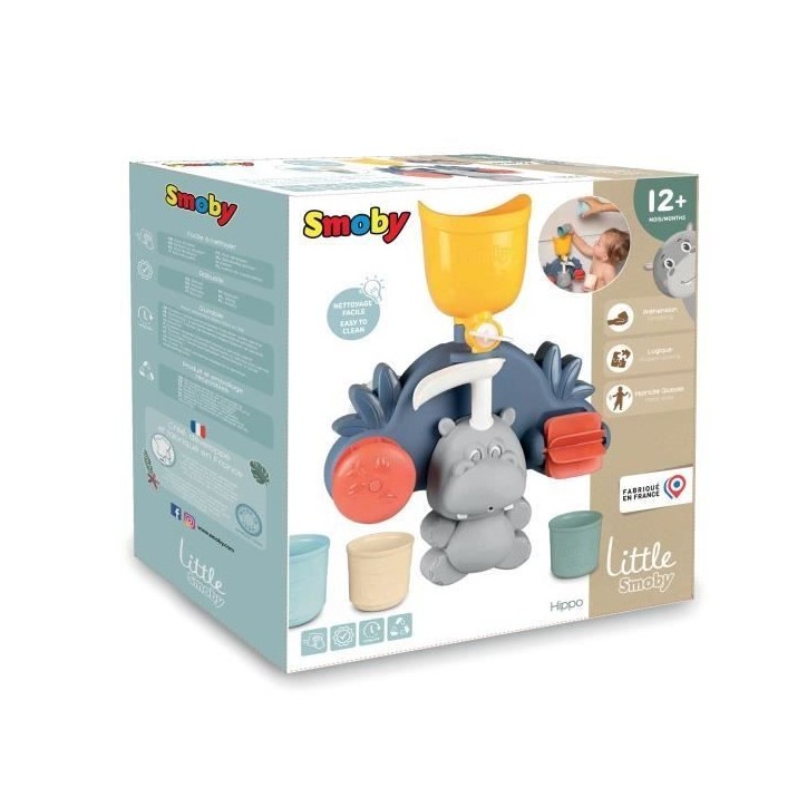Jouet de bain Smoby Little Smoby Hippo - Toboggan et roues pour bébé de 18 mois - Bleu et vert Jouet de bain Smoby Little Smoby Hippo - Toboggan et roues pour bébé de 18 mois - Bleu et vert