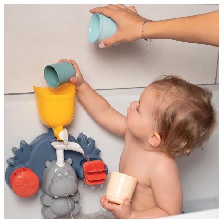 Jouet de bain Smoby Little Smoby Hippo - Toboggan et roues pour bébé de 18 mois - Bleu et vert Jouet de bain Smoby Little Smoby Hippo - Toboggan et roues pour bébé de 18 mois - Bleu et vert
