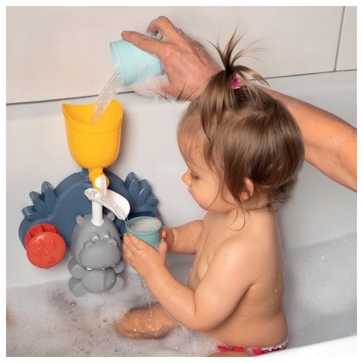 Jouet de bain Smoby Little Smoby Hippo - Toboggan et roues pour bébé de 18 mois - Bleu et vert Jouet de bain Smoby Little Smoby Hippo - Toboggan et roues pour bébé de 18 mois - Bleu et vert