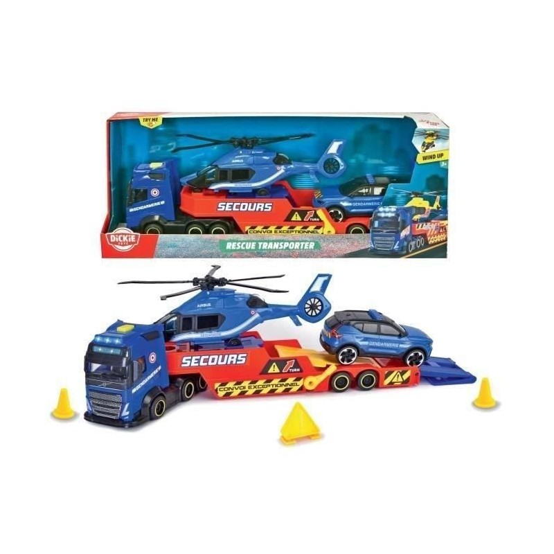 Camion Porteur 40cm + Hélicoptere + Véhicule de Gendarmerie - Dickie Camion Porteur 40cm + Hélicoptere + Véhicule de Gendarmerie - Dickie