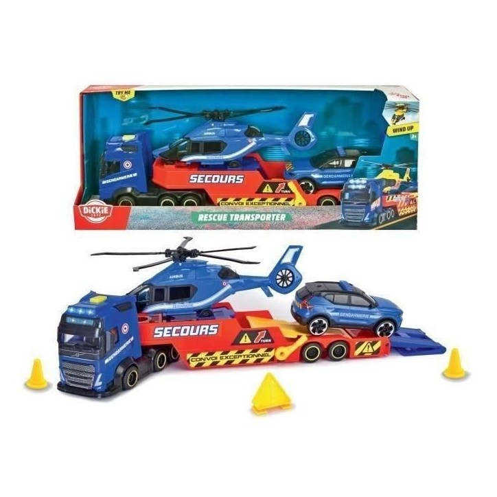 Camion Porteur 40cm + Hélicoptere + Véhicule de Gendarmerie - Dickie Camion Porteur 40cm + Hélicoptere + Véhicule de Gendarmerie - Dickie