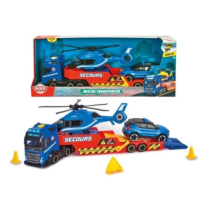 Camion Porteur 40cm + Hélicoptere + Véhicule de Gendarmerie - Dickie Camion Porteur 40cm + Hélicoptere + Véhicule de Gendarmerie - Dickie