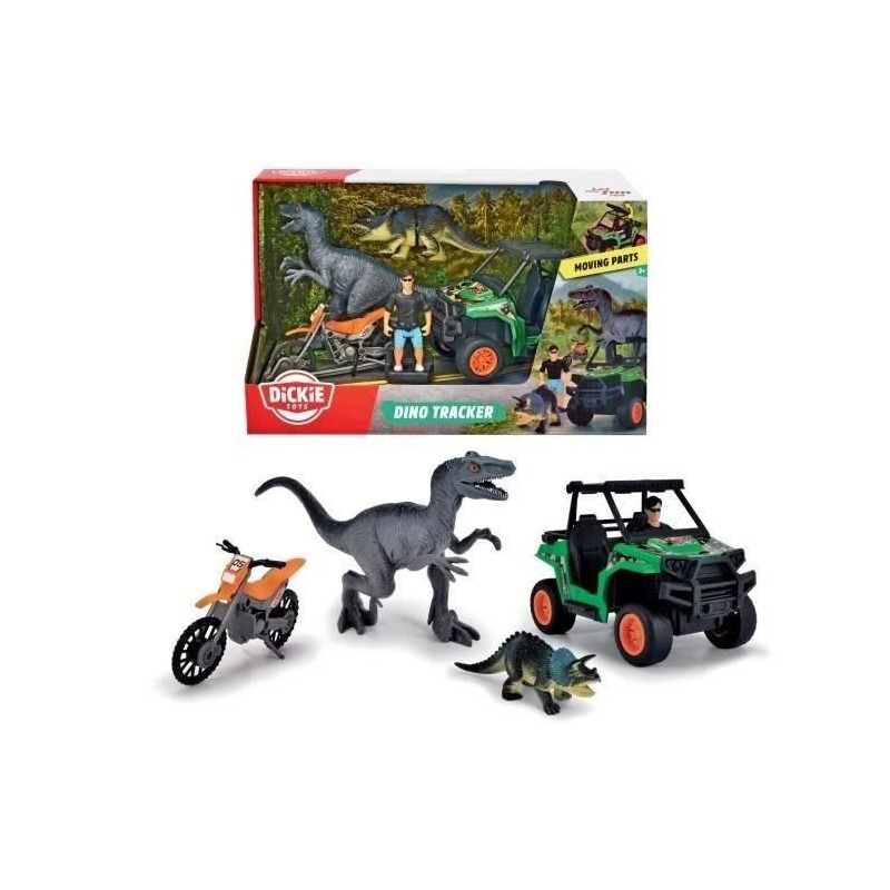 Coffret Chasseur de Dinosaures - Dickie - 1 Figurine Articulée et 2 D Coffret Chasseur de Dinosaures - Dickie - 1 Figurine Articulée et 2 D