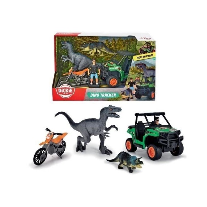 Coffret Chasseur de Dinosaures - Dickie - 1 Figurine Articulée et 2 Dinosaures Inclus