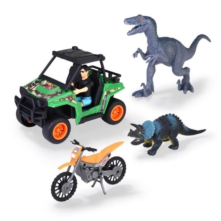 Coffret Chasseur de Dinosaures - Dickie - 1 Figurine Articulée et 2 Dinosaures Inclus