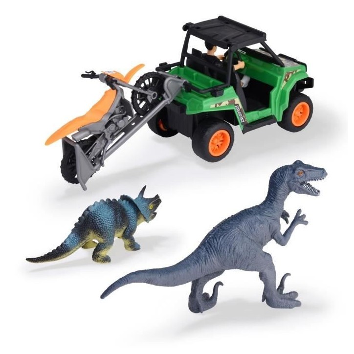 Coffret Chasseur de Dinosaures - Dickie - 1 Figurine Articulée et 2 Dinosaures Inclus