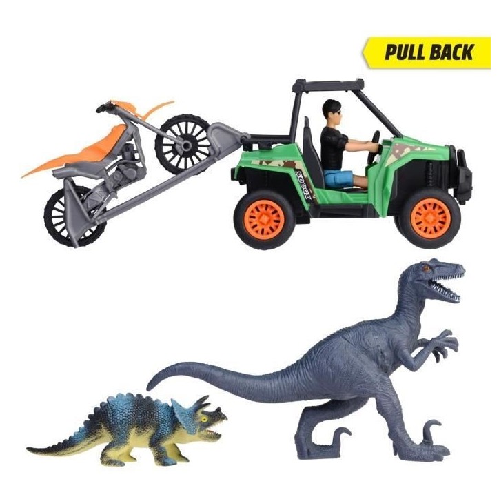 Coffret Chasseur de Dinosaures - Dickie - 1 Figurine Articulée et 2 Dinosaures Inclus