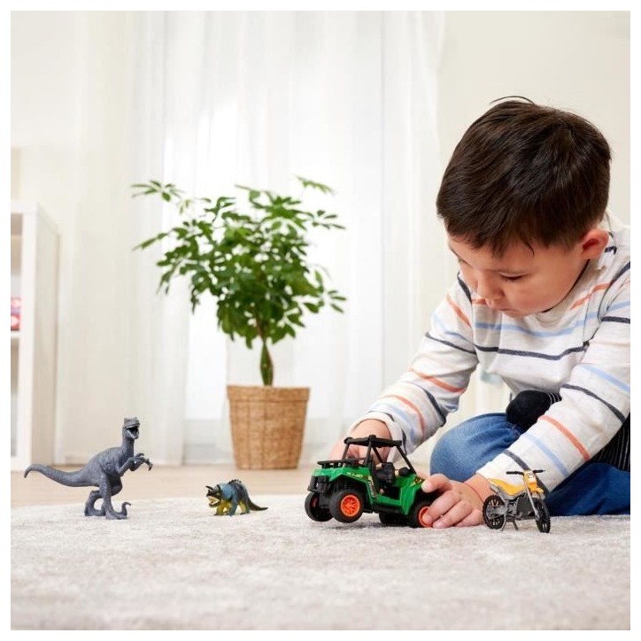 Coffret Chasseur de Dinosaures - Dickie - 1 Figurine Articulée et 2 Dinosaures Inclus
