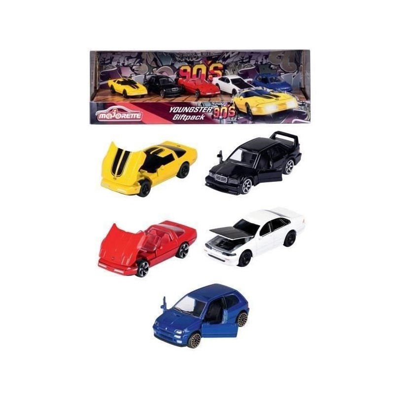 Coffret de 5 voitures Majorette Youngster années 1990 a roue libre Coffret de 5 voitures Majorette Youngster années 1990 a roue libre