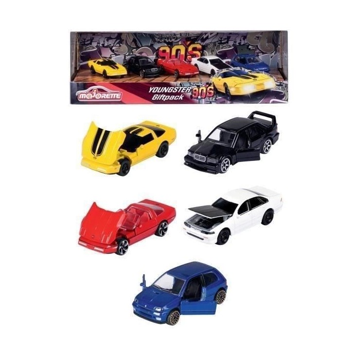 Coffret de 5 voitures Majorette Youngster années 1990 a roue libre Coffret de 5 voitures Majorette Youngster années 1990 a roue libre
