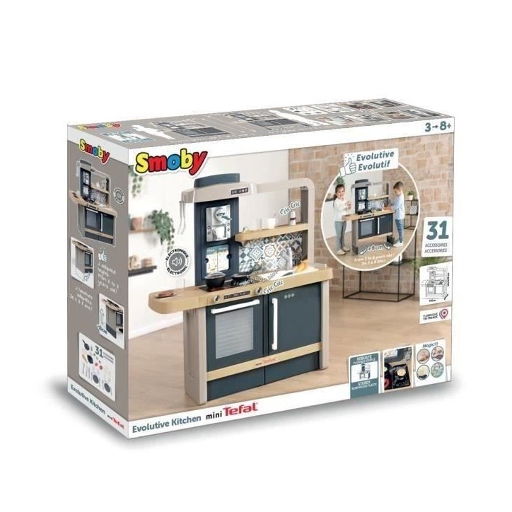 Cuisine évolutive Tefal de Smoby - Pour enfants des 3 ans - Avec plinthes amovibles - 31 accessoires inclus Cuisine évolutive Tefal de Smoby - Pour enfants des 3 ans - Avec plinthes amovibles - 31 accessoires inclus