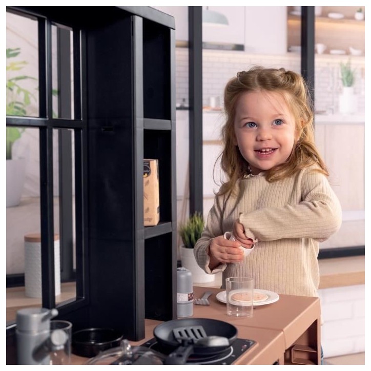 Cuisine pour enfants Smoby Loft avec 32 accessoires, design industriel, des 3 ans