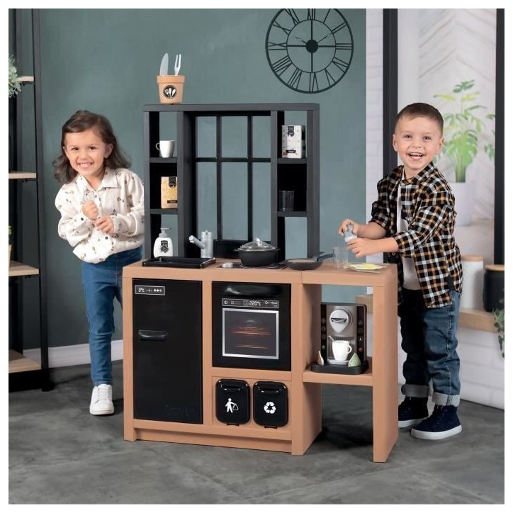 Cuisine pour enfants Smoby Loft avec 32 accessoires, design industriel, des 3 ans
