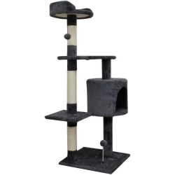 JASPER Arbre a chat gris 40 x 40 x 114 cm -3 plateformes, 1 niche, pot