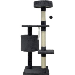 JASPER Arbre a chat gris 40 x 40 x 114 cm -3 plateformes, 1 niche, pot