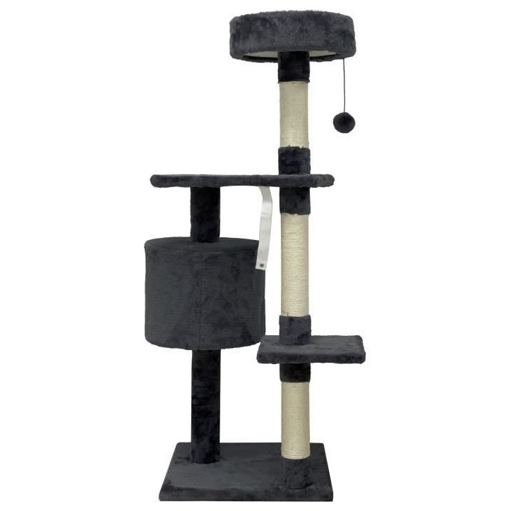 JASPER Arbre a chat gris 40 x 40 x 114 cm -3 plateformes, 1 niche, poteaux a griffer