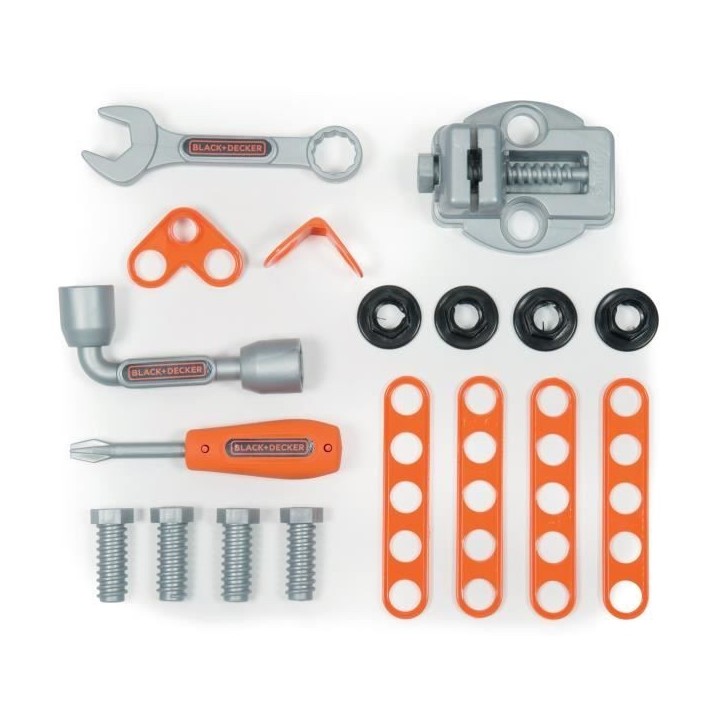 Smoby - Black+Decker - Diable + Boite 3 en 1 - 19 accessoires - Fabriqué en France